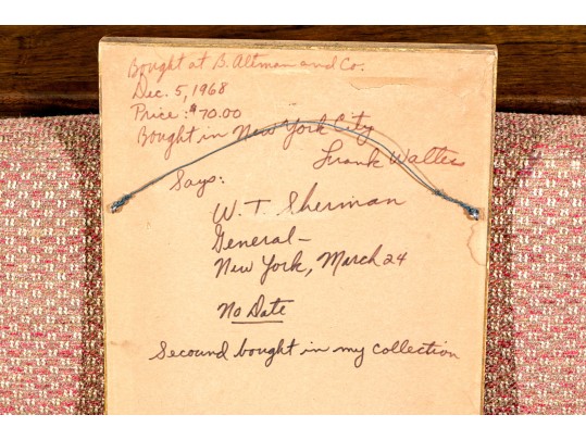 W. T. Sherman, General, Signature On Card