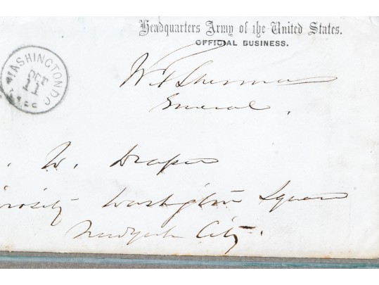General William T. Sherman (American, 1820-1891) Signed Envelope, With Print Of The General