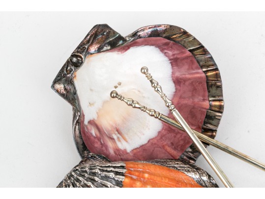 Group Of Four Fine Silverplate Mounted Shell Servers