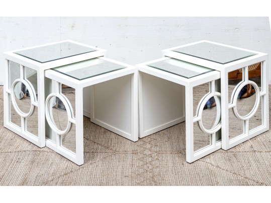 Set Of Four Stylish Mirrored Nesting Tables, Including Two Pairs