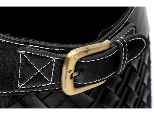 Vintage Black Woven Leather Bucket