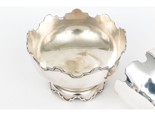 Two Fine Vintage Silverplate Monteith Bowls