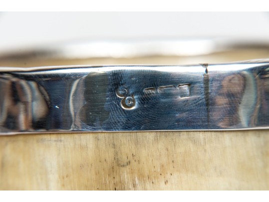 Group Of Three Vintage / Antique Silver Mounted Horn Cups 