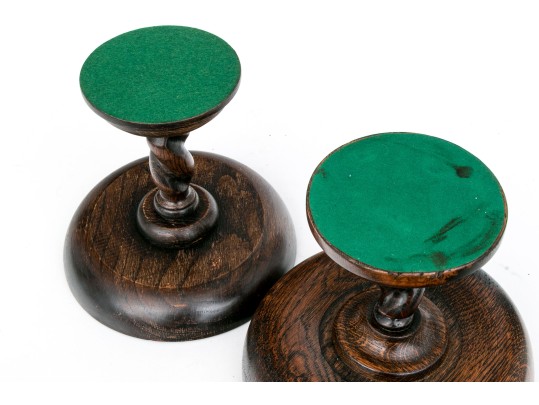 Two Antique, Associated Oak Carved Barley Twist Compote Bowls