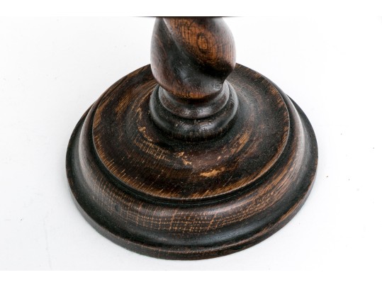 Two Antique, Associated Oak Carved Barley Twist Compote Bowls