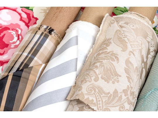 Group Of Rolls Of A Variety Of Quality Upholstery And Drapery Fabrics