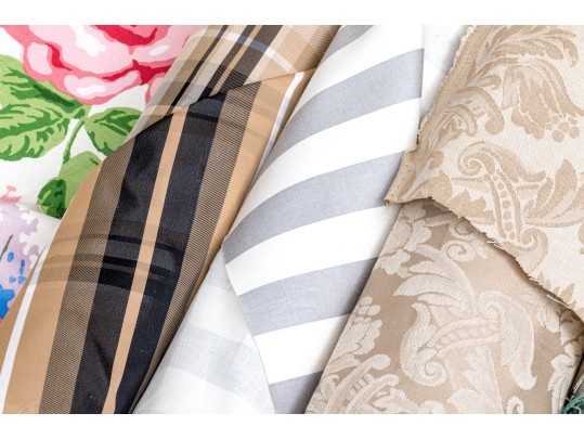 Group Of Rolls Of A Variety Of Quality Upholstery And Drapery Fabrics