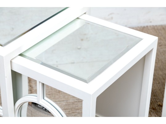 Set Of Four Stylish Mirrored Nesting Tables, Including Two Pairs