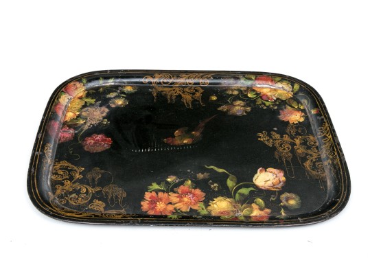Fine Early 19th Century Floral Decorated Tole Tray 