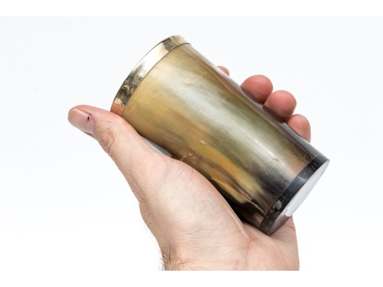 Group Of Three Vintage / Antique Silver Mounted Horn Cups 