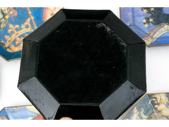 Vintage Set Of Twelve Decoupage Astrological Octagonal Plates