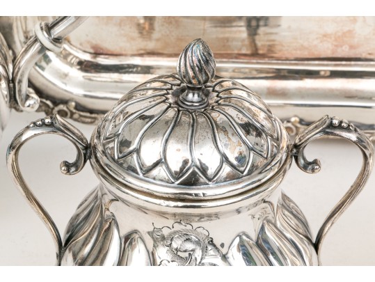 Fine Vintage Silverplate Tea And Coffee Service With Tray