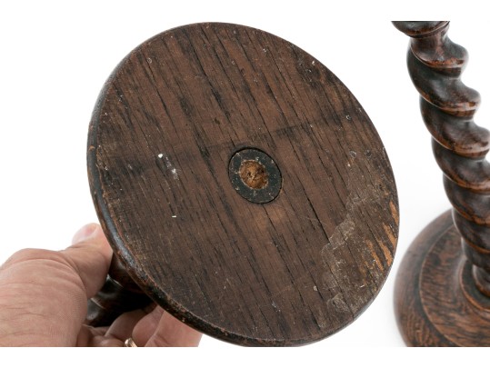 Collection Of 10 Antique Barley Twist Wood Candlesticks