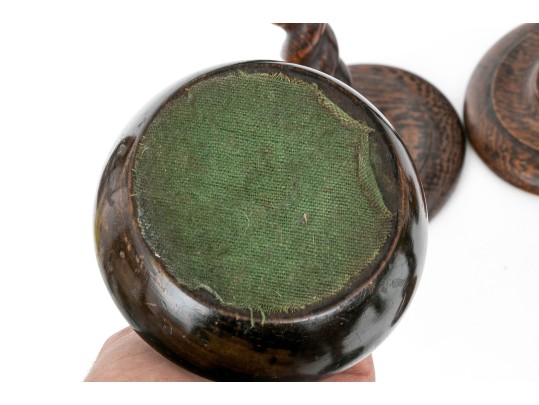 Collection Of 10 Antique Barley Twist Wood Candlesticks