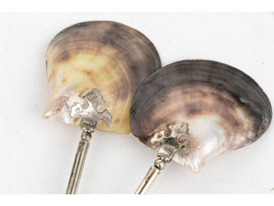 Group Of Four Fine Silverplate Mounted Shell Servers