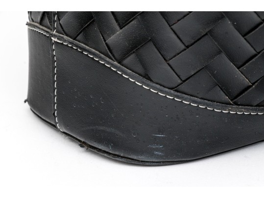 Vintage Black Woven Leather Bucket