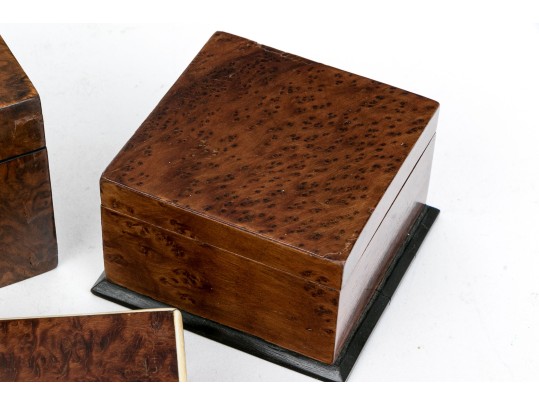 Group Of Three Fine Vintage / Antique Figured Wood Boxes