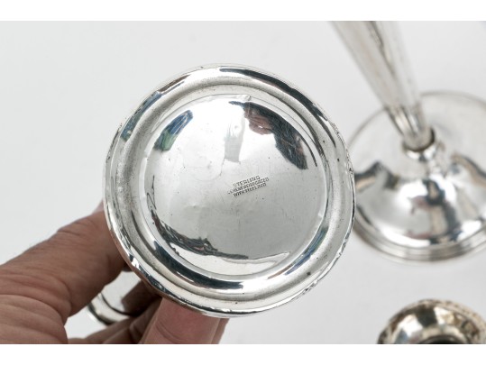 Collection Of Six Vintage Weighted Sterling Silver Candlesticks