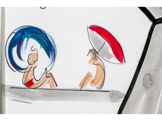 Signed Gouache On Paper Fashion Illustration, Circa 1964