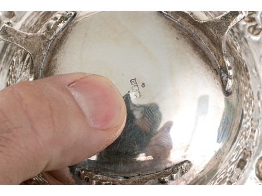 Two Compatible Vintage Egyptian Silver Footed Bowls, 9.87 Ozt. 