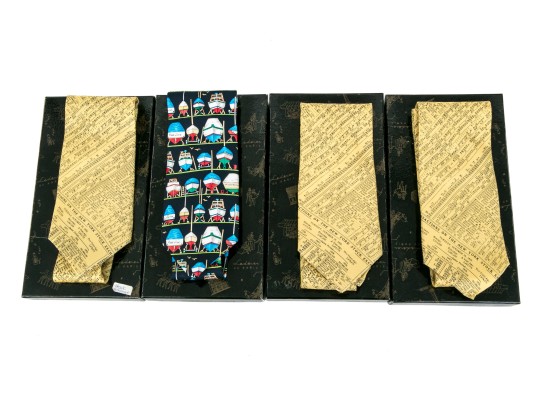 Four Boxed Designer Silk Men's Ties, Alynn Neckwear For Lederer Paris