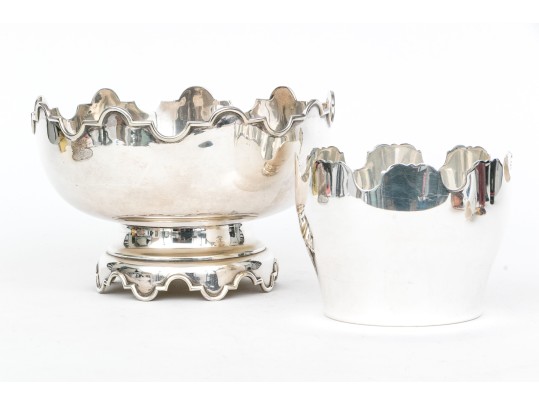 Two Fine Vintage Silverplate Monteith Bowls