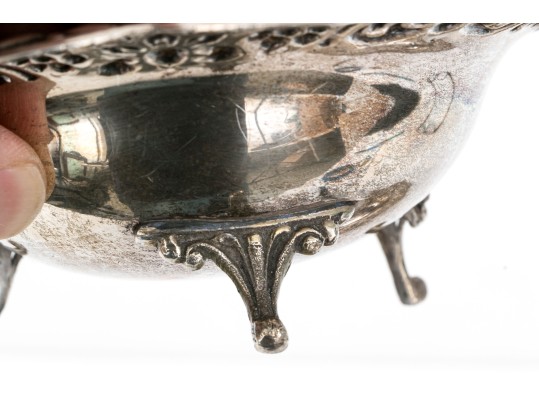 Two Compatible Vintage Egyptian Silver Footed Bowls, 9.87 Ozt. 