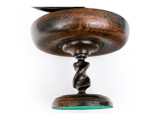 Two Antique, Associated Oak Carved Barley Twist Compote Bowls