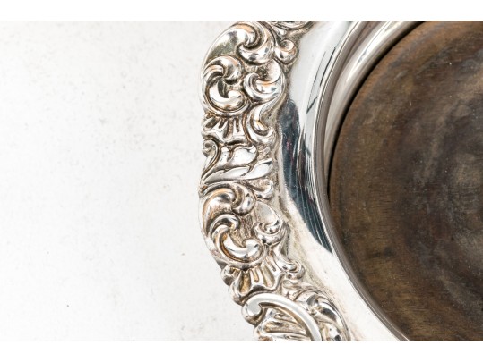 Pair Of Fine Vintage Silverplate Mounted Wine Coasters