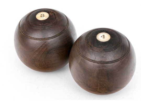 Pair Of Antique English Wood Lawn Bowling Balls