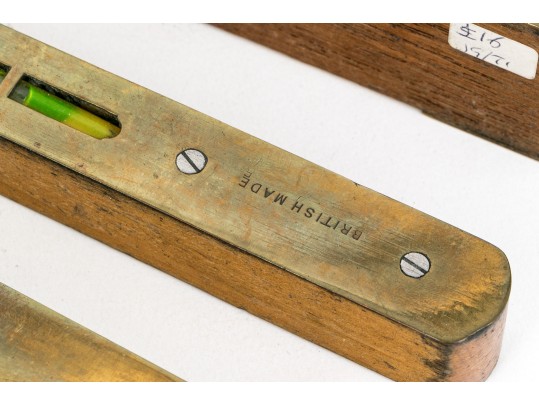 Group Of Six Vintage Drafting Implements With Levels And Rulers