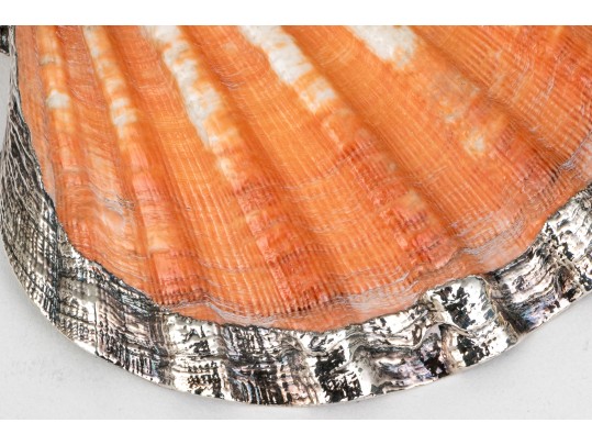 Group Of Four Fine Silverplate Mounted Shell Servers