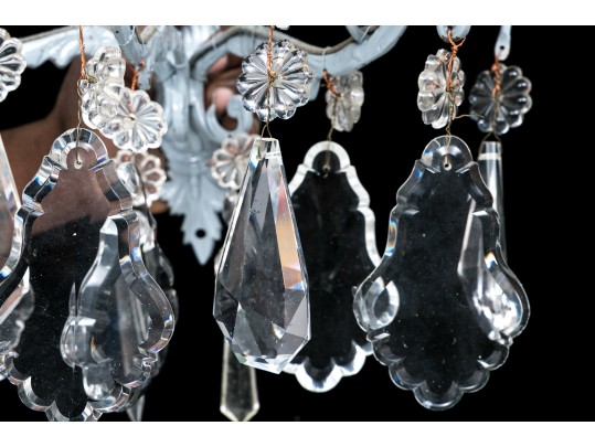 Pair Of Vintage Paint Decorated Metal Sconces