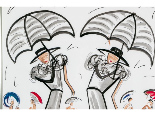 Signed Gouache On Paper Fashion Illustration, Circa 1964