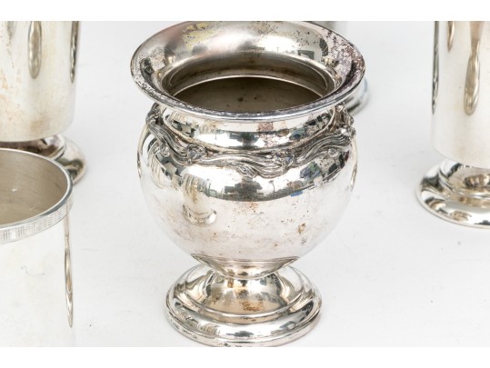 Collection Of Nine Vintage Silverplate Vases