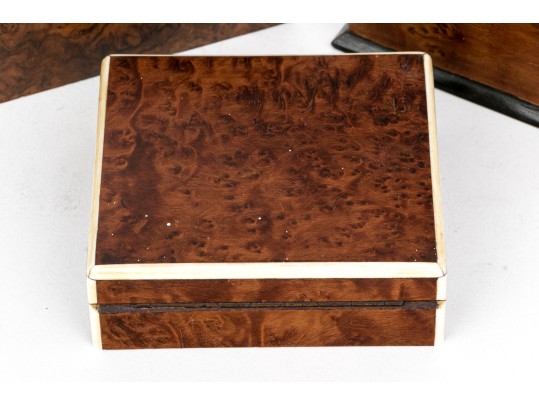 Group Of Three Fine Vintage / Antique Figured Wood Boxes
