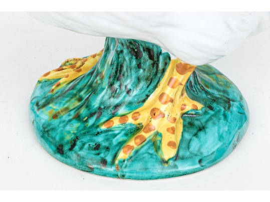 Adorable Pair Of Majolica Naturalistic Models Of Chickens