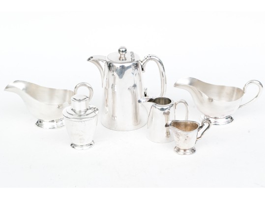 Collection Of Six Pieces Hotel Silver Table Wares, Including Walker & Hall Sheffield 