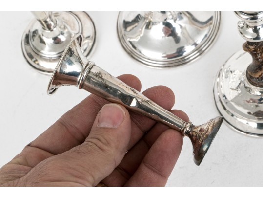 Collection Of Six Vintage Weighted Sterling Silver Candlesticks