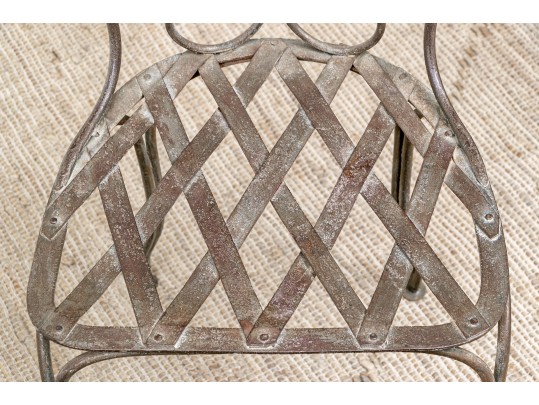 Pair Of Hand Wrought Iron Steel Side Chairs