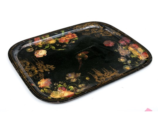 Fine Early 19th Century Floral Decorated Tole Tray 