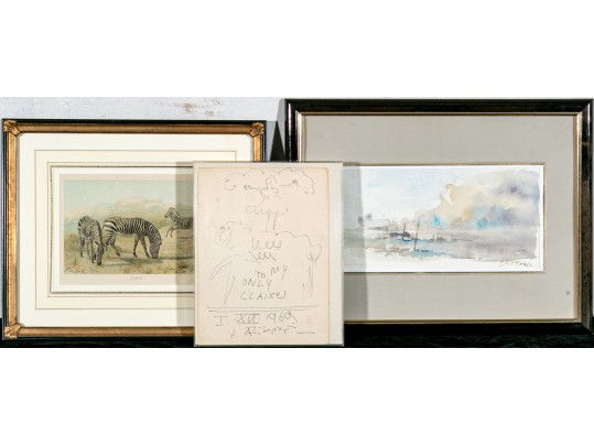 Assembled Collection Of Two Art Works With A Color Print 