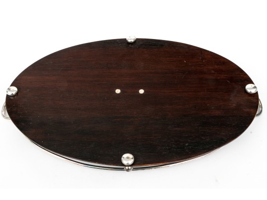 Beautiful Antique Wood And Silverplate Serving Tray, Professionaly Restored