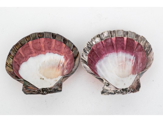 Group Of Four Fine Silverplate Mounted Shell Servers