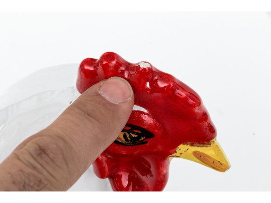 Adorable Pair Of Majolica Naturalistic Models Of Chickens