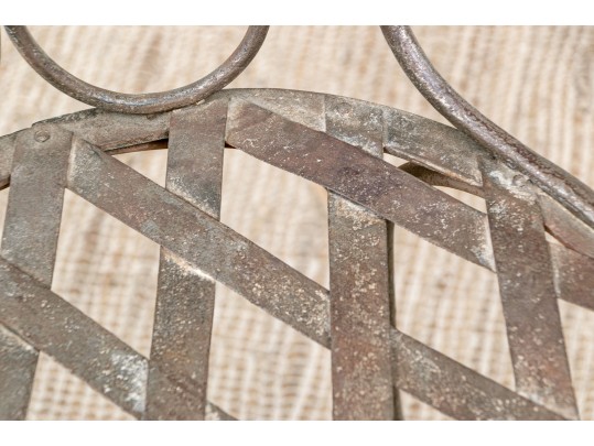 Pair Of Hand Wrought Iron Steel Side Chairs