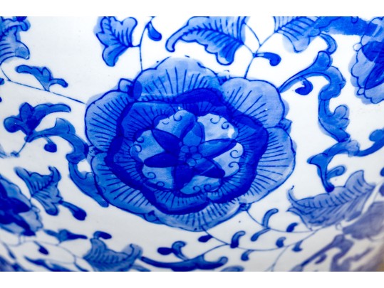 Chinese Blue And White Porcelain Jardiniere, 20th C. 