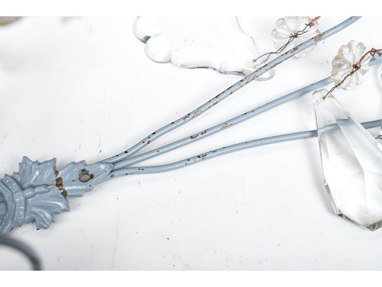 Pair Of Vintage Paint Decorated Metal Sconces