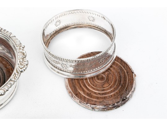 Collection Of Eight Fine Silverplate Wine Bottle Coasters