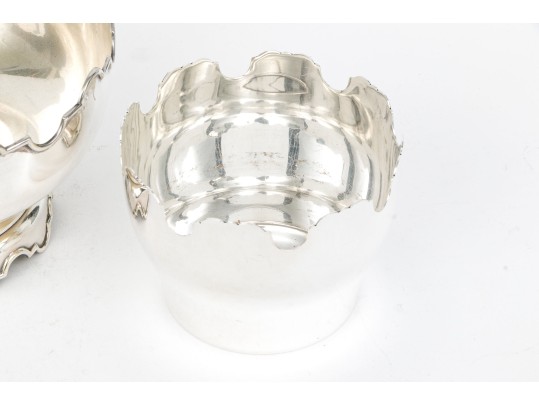 Two Fine Vintage Silverplate Monteith Bowls